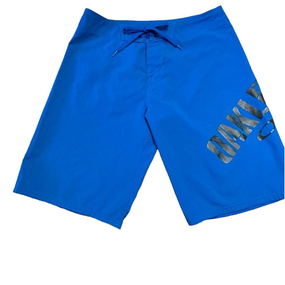 Oakley Mens Size 31 Royal Blue Logo Swim Unlined Trunks